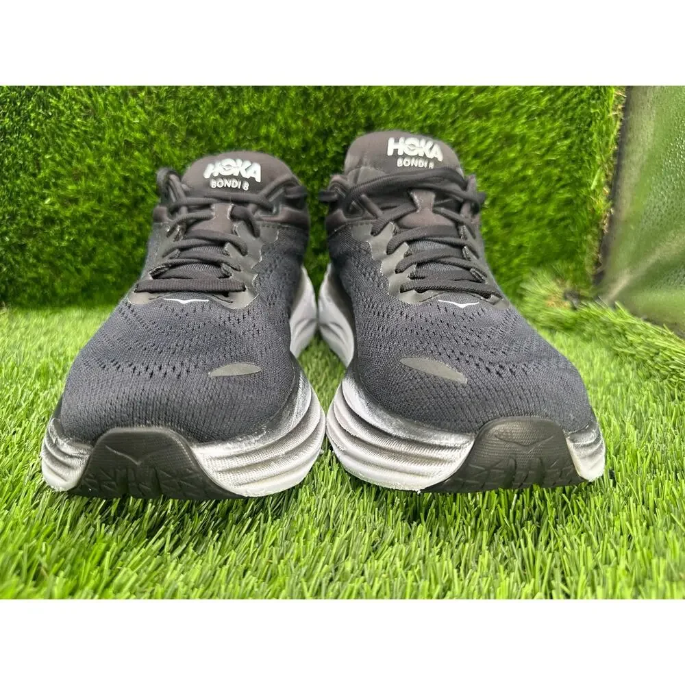 Hoka One One Bondi 8 1127954-BWHT Athletic Sneaker Womens 7.5D Black Mesh Sports